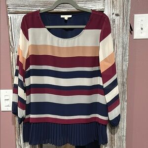 Skies Are Blue Multicolor Striped Blouse